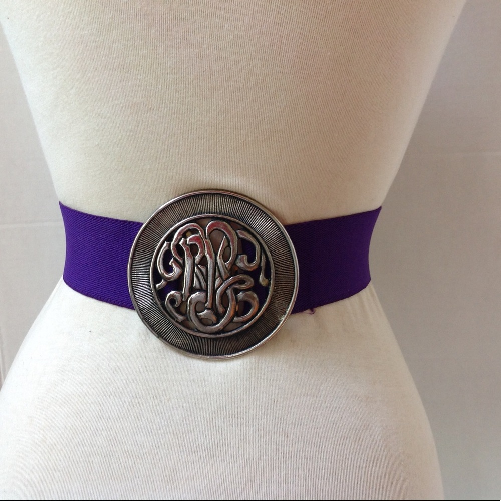 Vintage Purple Belt Silver Monogram Stretch Buckle